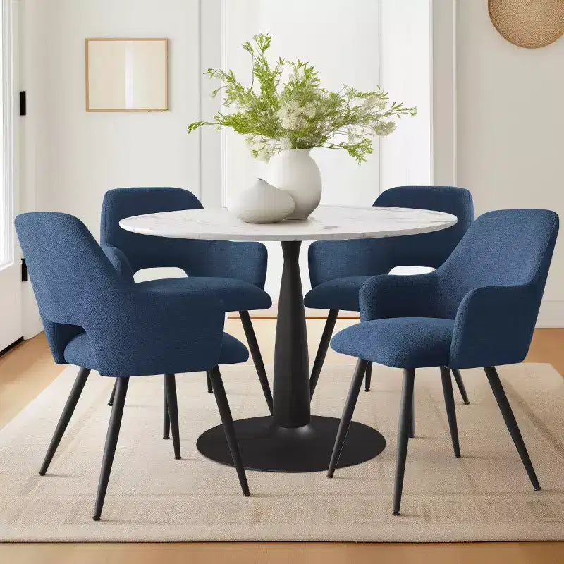 Lot de 2 chaises de salle à manger rembourrées avec accoudoirs, chaises d'appoint modernes avec pieds en métal