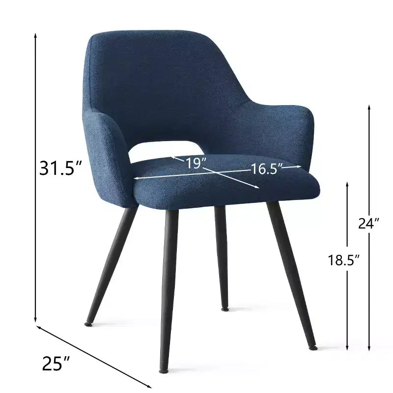 Lot de 2 chaises de salle à manger rembourrées avec accoudoirs, chaises d'appoint modernes avec pieds en métal