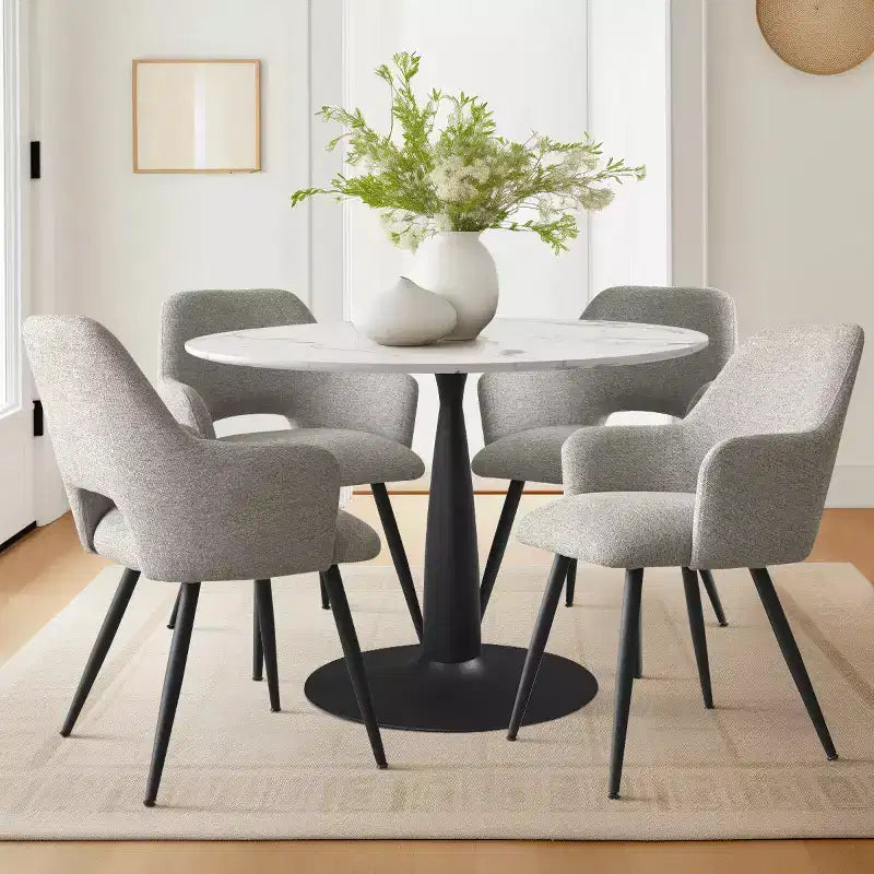 Lot de 2 chaises de salle à manger rembourrées avec accoudoirs, chaises d'appoint modernes avec pieds en métal