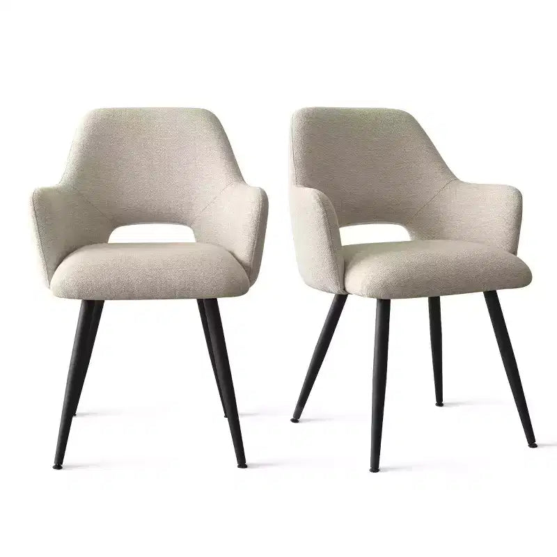 Lot de 2 chaises de salle à manger rembourrées avec accoudoirs, chaises d'appoint modernes avec pieds en métal