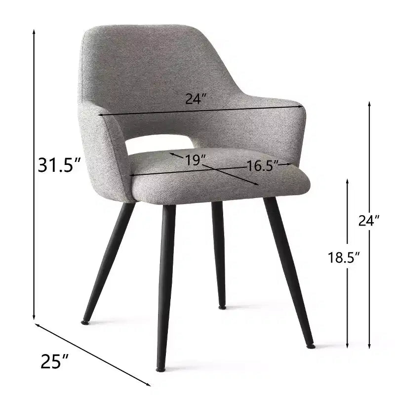 Lot de 2 chaises de salle à manger rembourrées avec accoudoirs, chaises d'appoint modernes avec pieds en métal