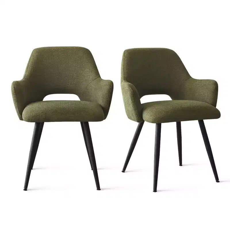 Lot de 2 chaises de salle à manger rembourrées avec accoudoirs, chaises d'appoint modernes avec pieds en métal