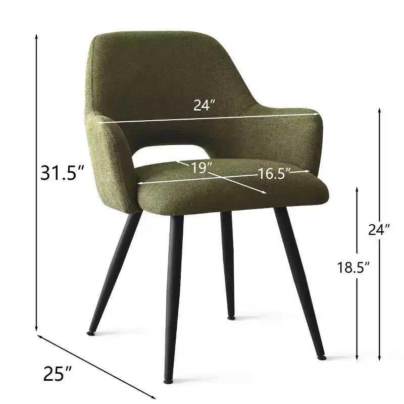 Lot de 2 chaises de salle à manger rembourrées avec accoudoirs, chaises d'appoint modernes avec pieds en métal