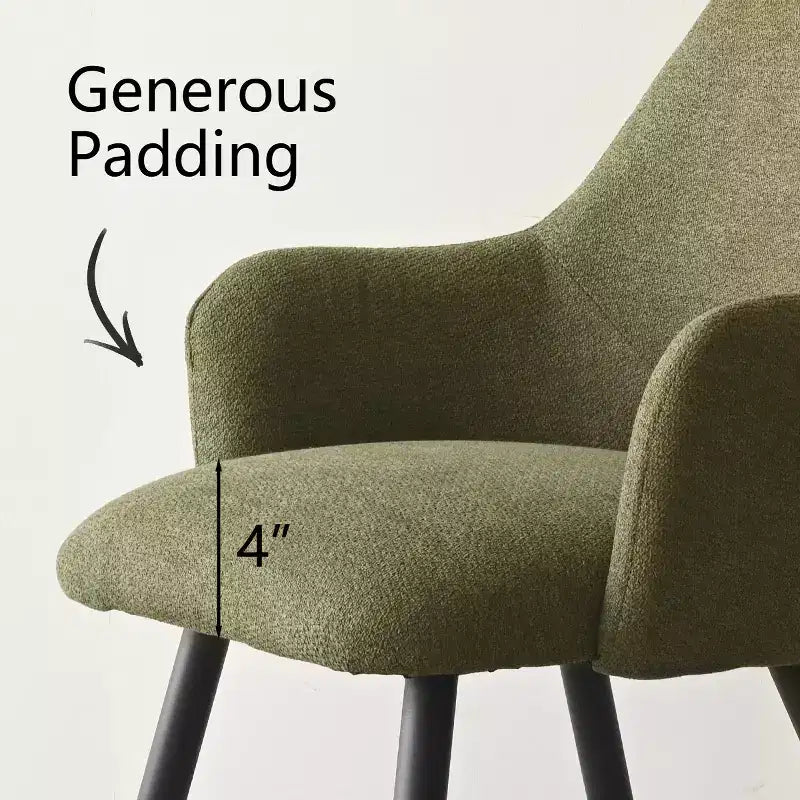 Lot de 2 chaises de salle à manger rembourrées avec accoudoirs, chaises d'appoint modernes avec pieds en métal