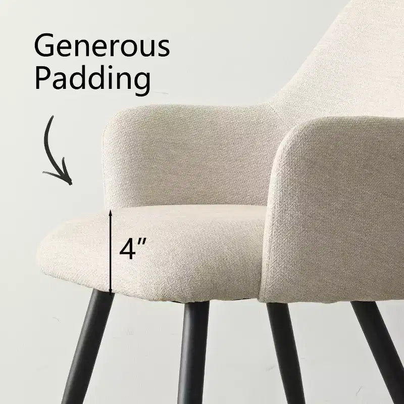 Lot de 2 chaises de salle à manger rembourrées avec accoudoirs, chaises d'appoint modernes avec pieds en métal