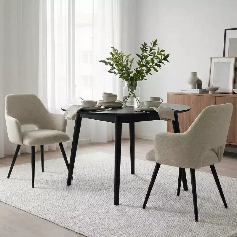 Set of 2 Upholstered Dining Chairs with Arms, Modern Accent Chairs with Metal Legs, Comfortable Padded Seat for Dining Room, Kitchen - Panipeachy