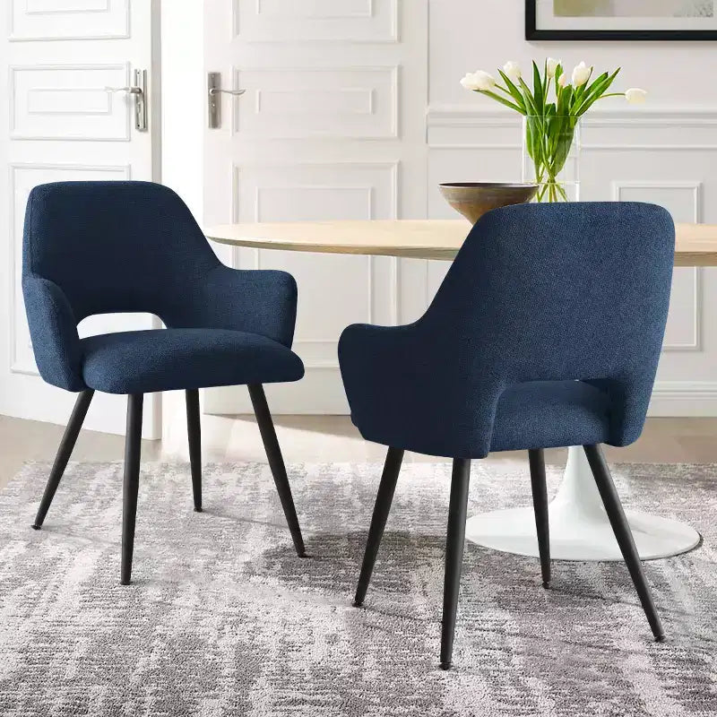 Lot de 2 chaises de salle à manger rembourrées avec accoudoirs, chaises d'appoint modernes avec pieds en métal