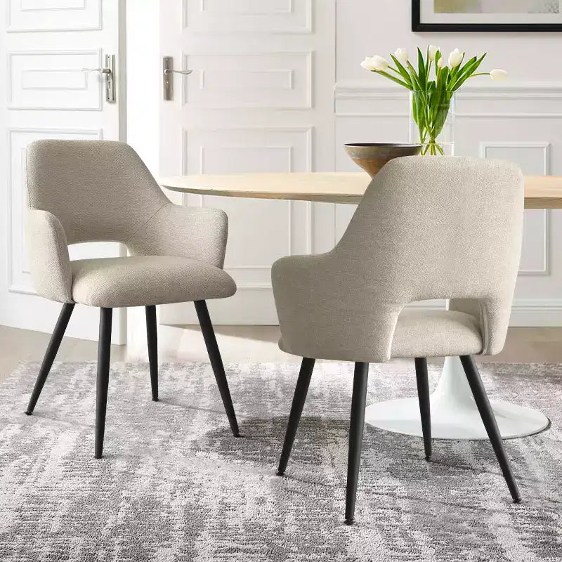 Lot de 2 chaises de salle à manger rembourrées avec accoudoirs, chaises d'appoint modernes avec pieds en métal