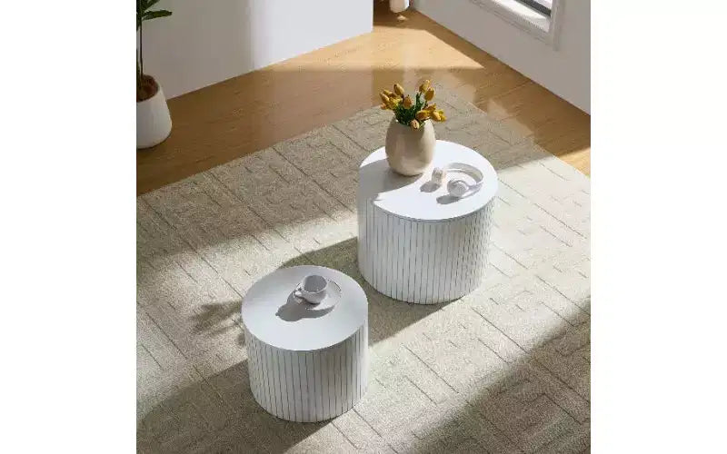 Ensemble de 2 tables basses gigognes modernes, rondes et étanches
