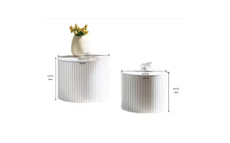 Ensemble de 2 tables basses gigognes modernes, rondes et étanches