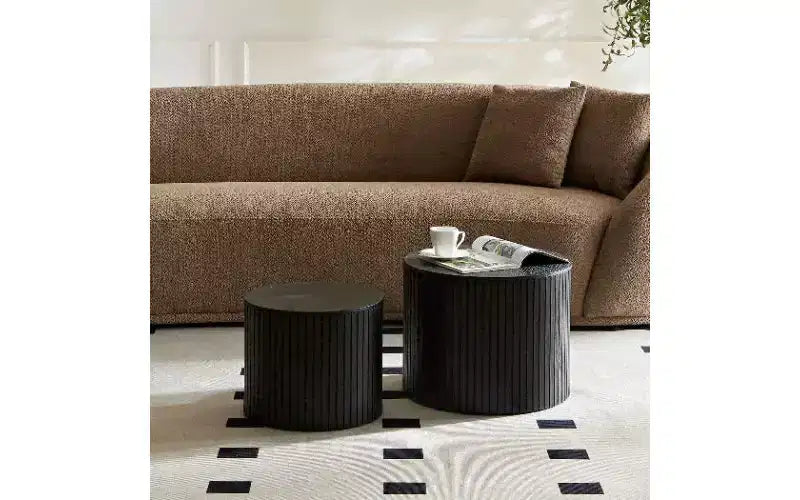 Ensemble de 2 tables basses gigognes modernes, rondes et étanches