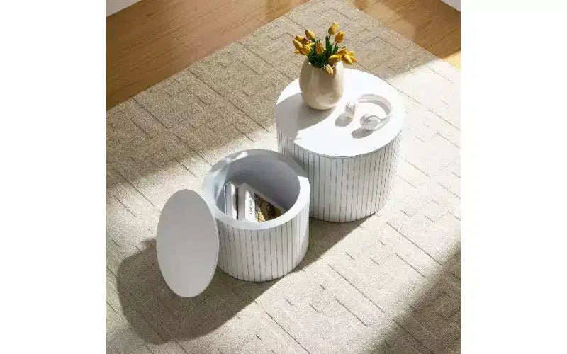 Ensemble de 2 tables basses gigognes modernes, rondes et étanches