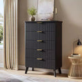 Fluted Dresser for Bedroom with 5 Deep Drawers, 47.2 in Tall Chest of Drawers, Curved Profile Design, Modern Wooden Dresser for Living Room Hallway