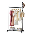 Acekool Metal Clothing Rack with Wheels, Rolling Garment Organizer with Hooks